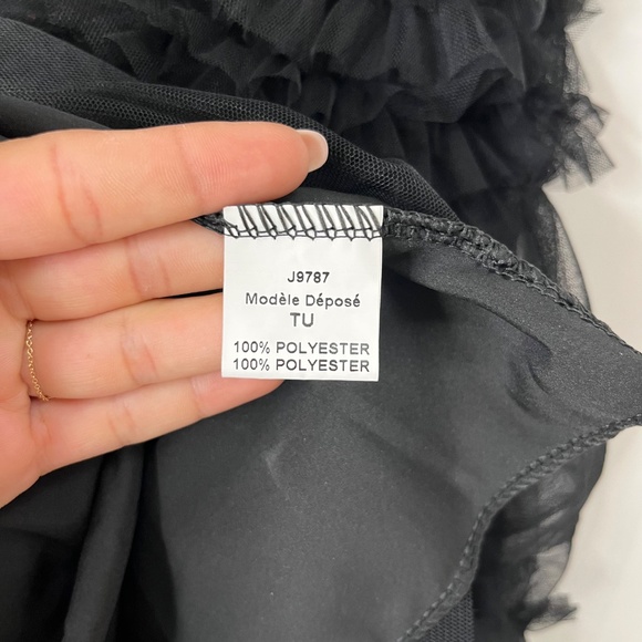 Black Layered Tulle Ruffle Midi Skirt – One Size - Picture 11 of 11